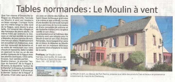 Restaurant Le Moulin à Vent la Hague Cherbourg Cotentin Port Racine Saint Germain des Vaux Normandie